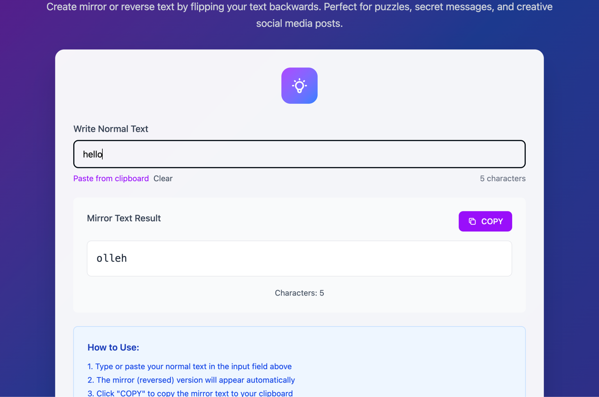 Mirror Text Generator