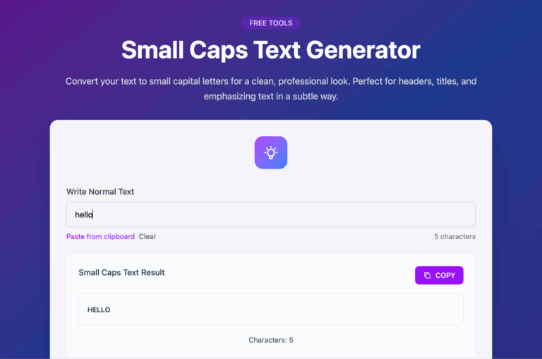 Small Caps Couter Small Caps Text Generator