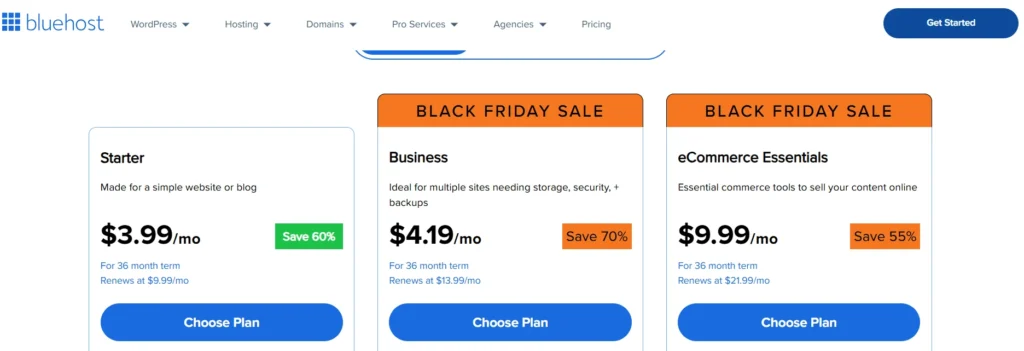 Bluehost Black friday sale 