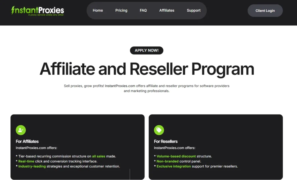 InstantProxies Affiliate Program