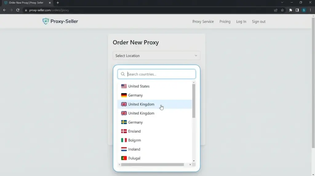 Proxy selelr by country