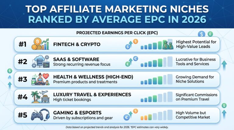 Top Affiliate Marketing Niches Ranked by Average EPC (Earnings Per Click) in 2026