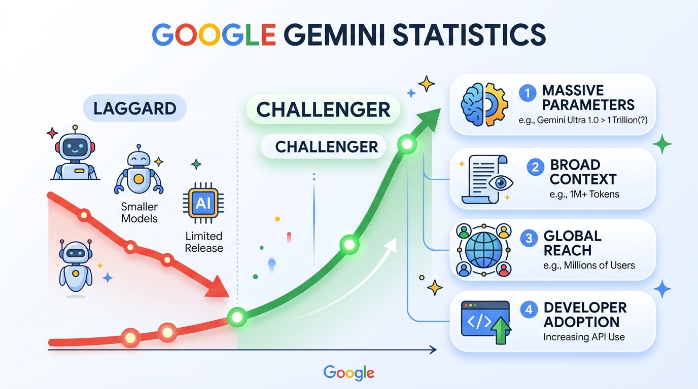 Google Gemini Statistics 2026: How Google's AI Platform Went From Laggard to Challenger