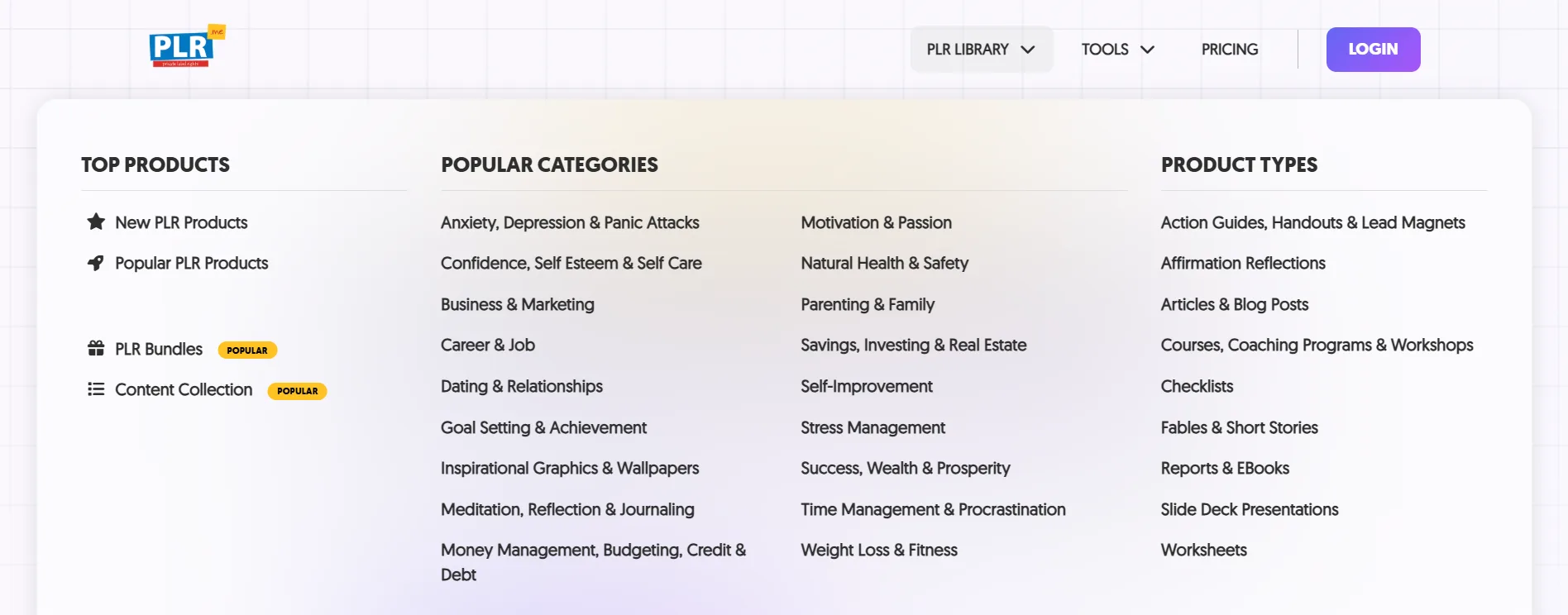 what kind of content does plr.me have?