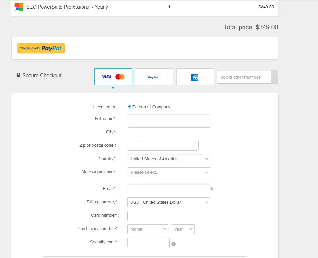 SEO Powersuite Payment