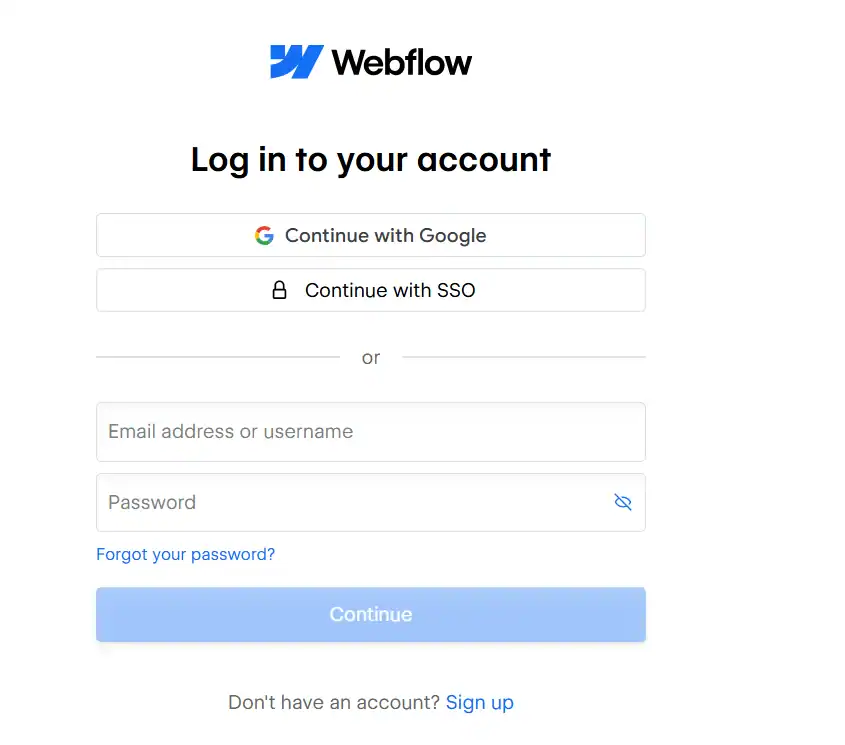 webflow sign in