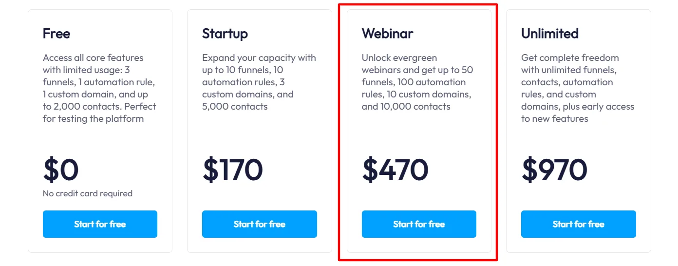 systeme.io webinar plan