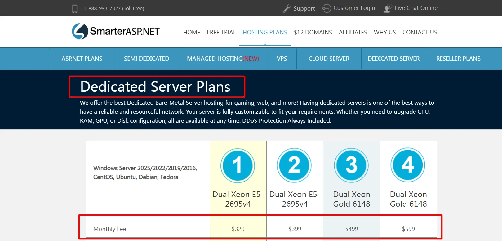 smarterasp dedicated servers plan