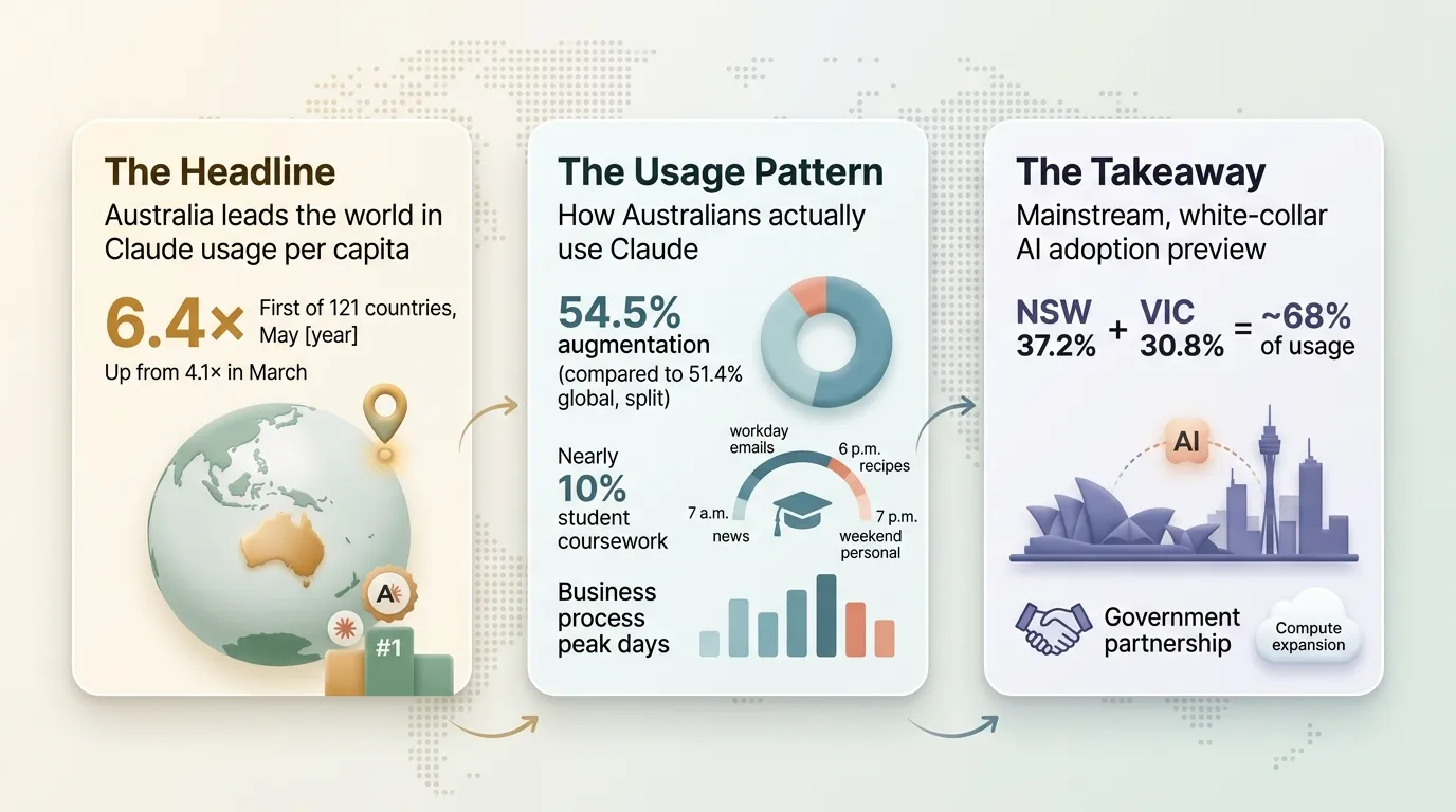 Australia Is Now the World's Biggest Claude User Per Person, Anthropic Data Shows