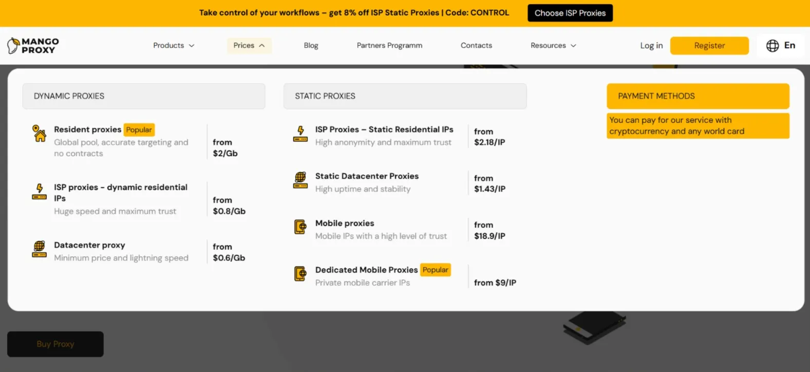 Mango Proxy Pricing