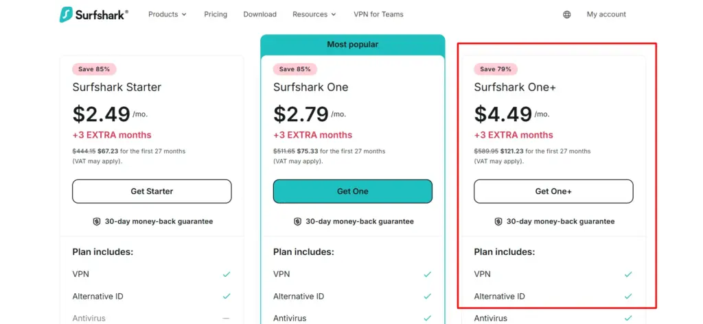 Surfshark One+ plan