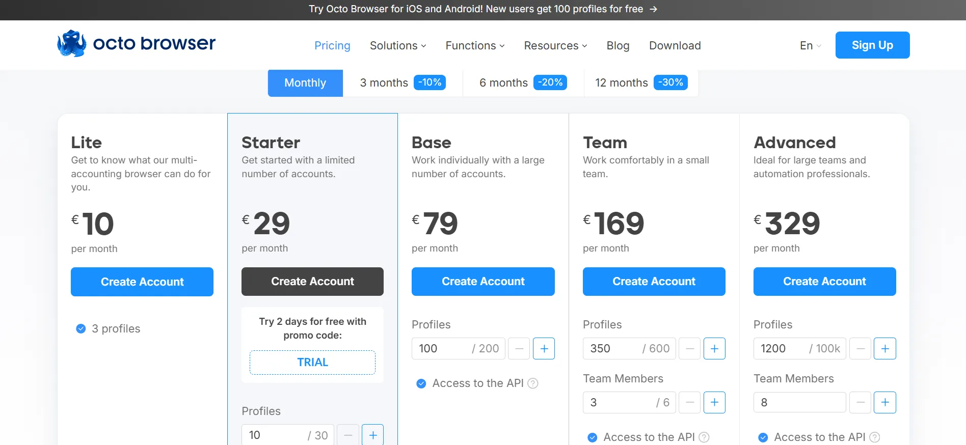 Octo Browser Pricing Plan