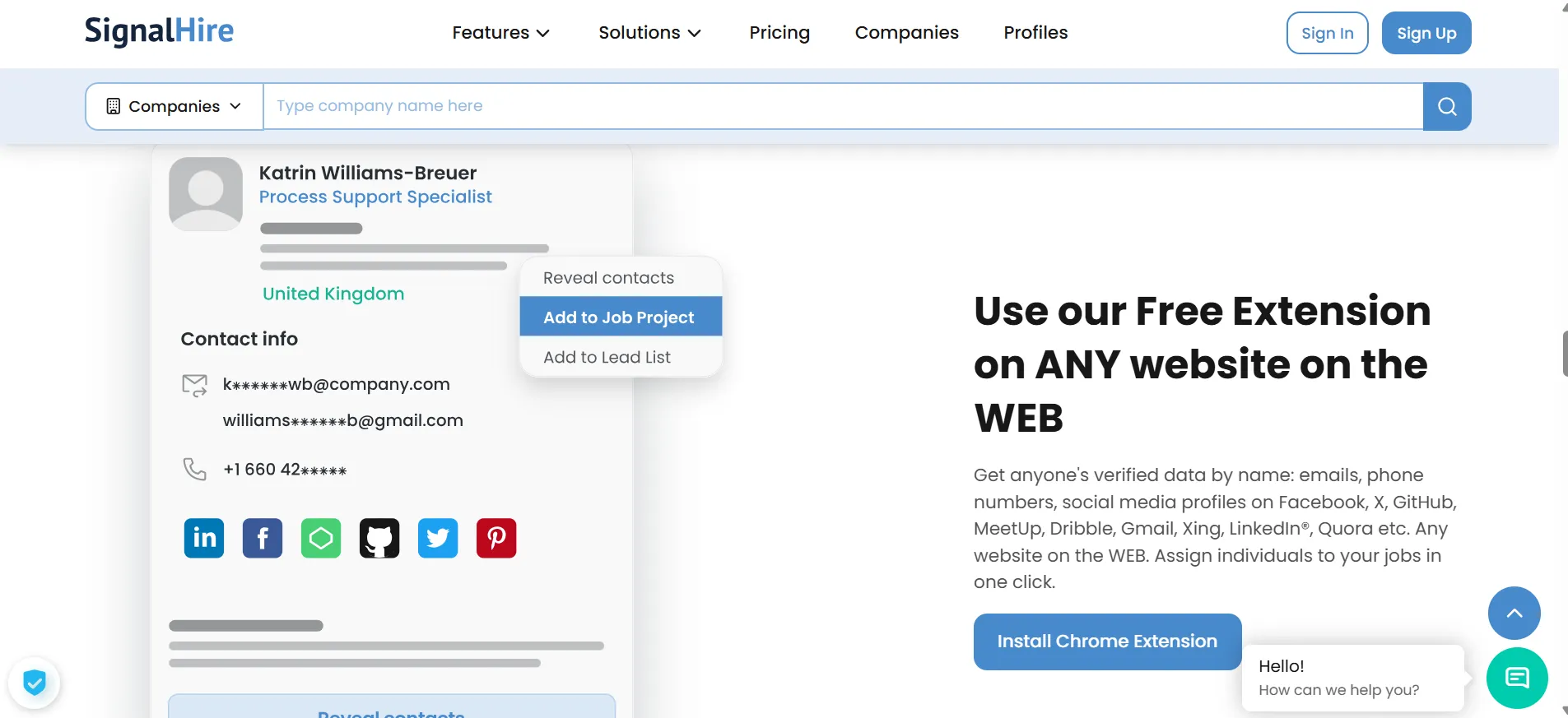 Signal Hire Chrome Extension